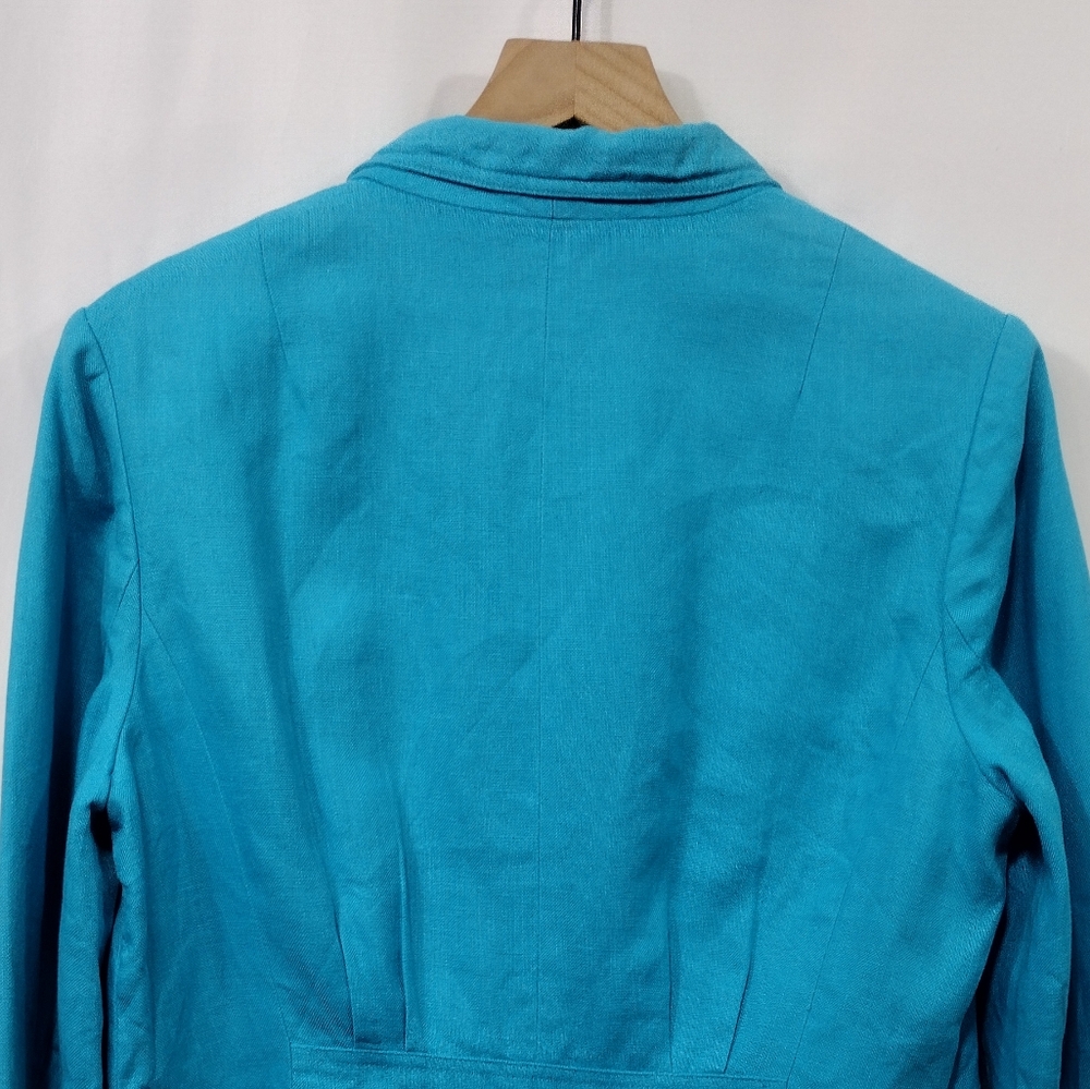 Talbots Irish Linen Blazer Women's 12 Blue Office Career Work Casual Retro Y2K - Picture 7 of 10